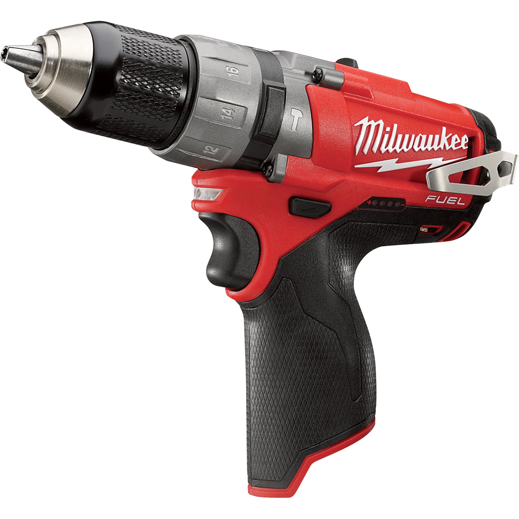 Milwaukee M12 FUEL Li-Ion Cordless Electric Hammer Drill/Driver — Tool Only, 1/2in. Keyless Chuck, 1700 RPM, Model# 2404-20